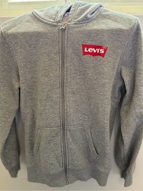 Levi's Kids Heather Gray Full-Zip Hoodie with Red Logo